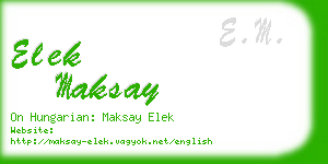 elek maksay business card